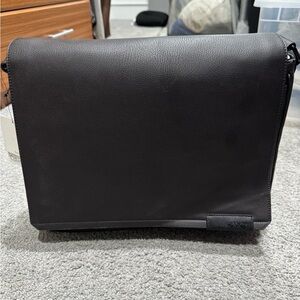 Calvin Klein Dark Brown Leather Messenger Bag